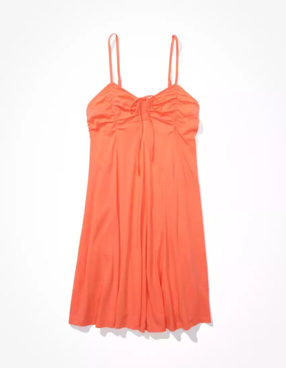 Mini Robe American Eagle AE Knit Ruched Front Orange Femme | MTC-84789451